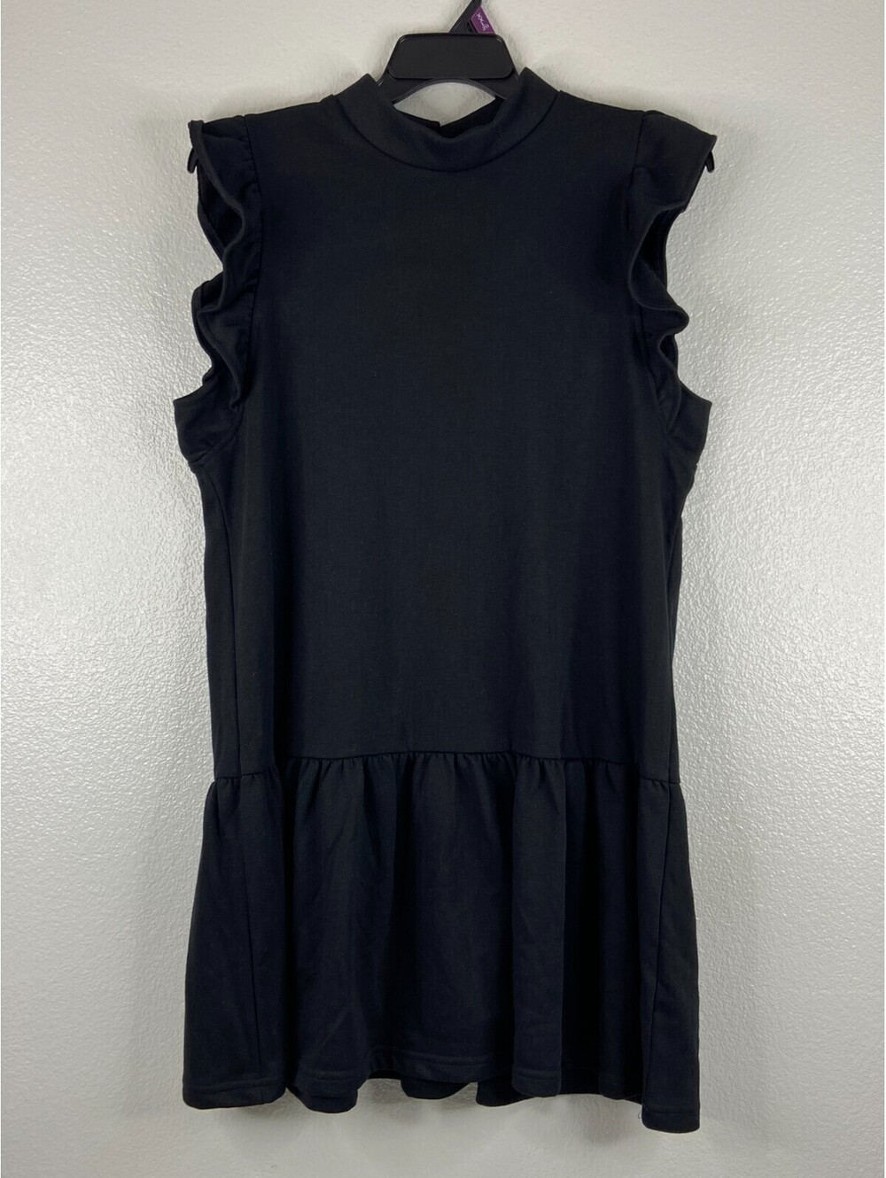 Women Large Black Ruffle Dress Sleeveless Casual Mid Fit & Flare